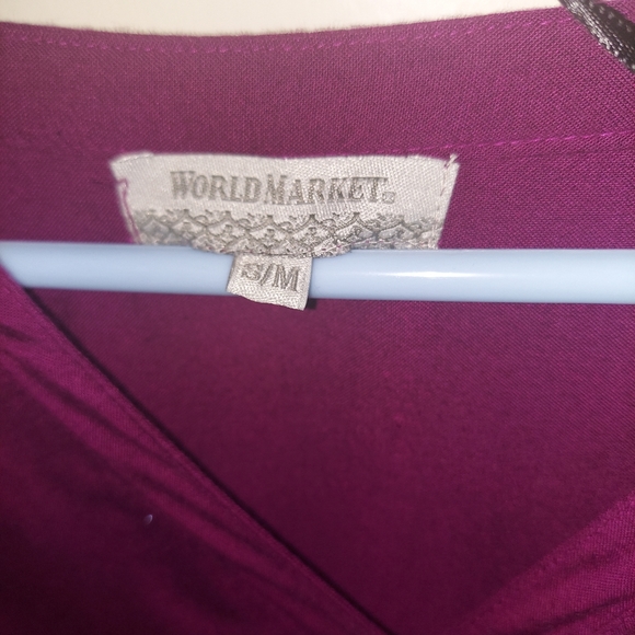 World Market – Embroidered Boho Fuchsia Long Sleeve Dress NWOT (S/M) - Picture 3 of 13